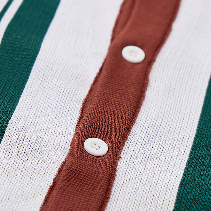 Herren-Sommerhemd mit Farbblock- und Streifenmuster, gestrickt - image 7