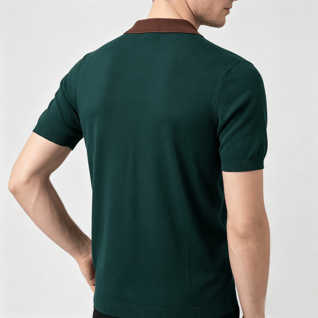 Herren-Sommerhemd mit Farbblock- und Streifenmuster, gestrickt - image 3