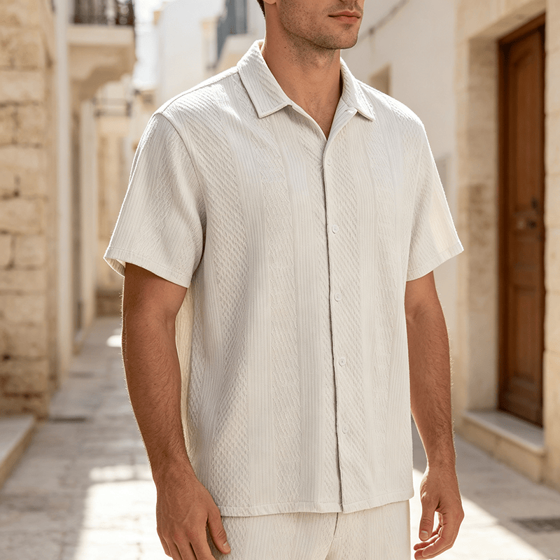 Herren-Strickhemd mit luftigem, kühlem Griff für den Alltag - Weiß - 2XL - image 7