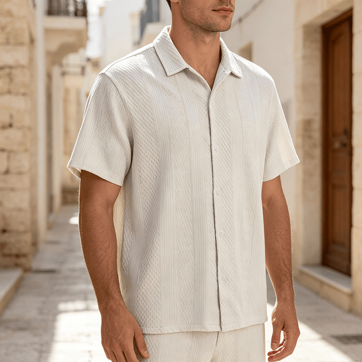 Herren-Strickhemd mit luftigem, kühlem Griff für den Alltag - Weiß - 2XL - image 7