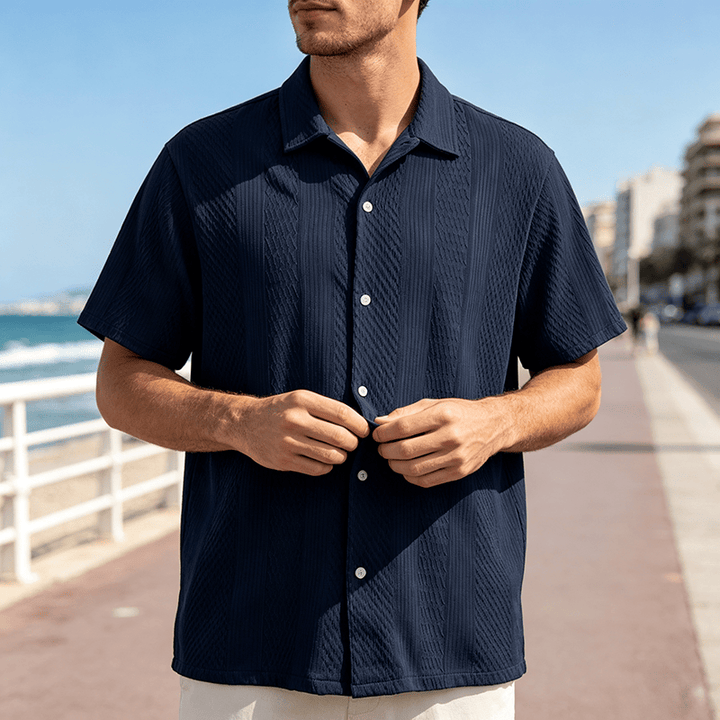 Herren-Strickhemd mit luftigem, kühlem Griff für den Alltag - Marineblau - 2XL - image 5