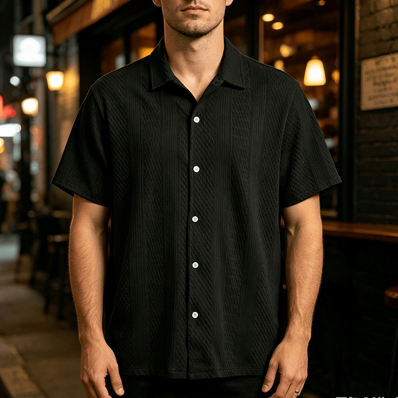 Herren-Strickhemd mit luftigem, kühlem Griff für den Alltag - Schwarz - 2XL - image 4