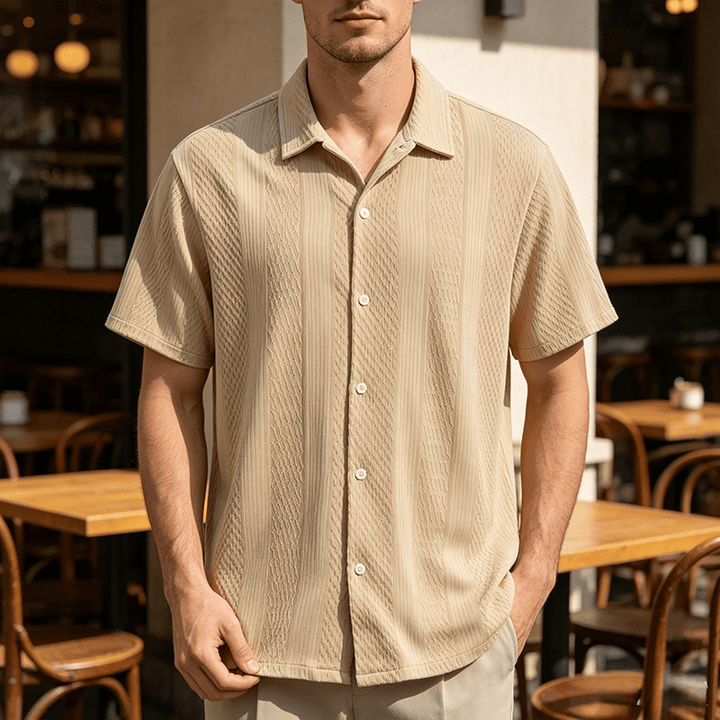 Herren-Strickhemd mit luftigem, kühlem Griff für den Alltag - Aprikose - 2XL - image 0