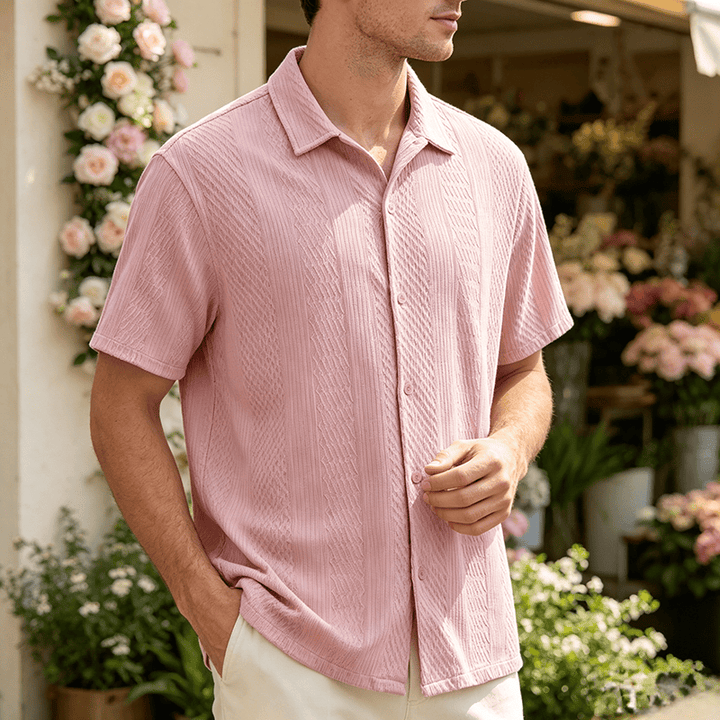 Herren-Strickhemd mit luftigem, kühlem Griff für den Alltag - Rosa - 2XL - image 6