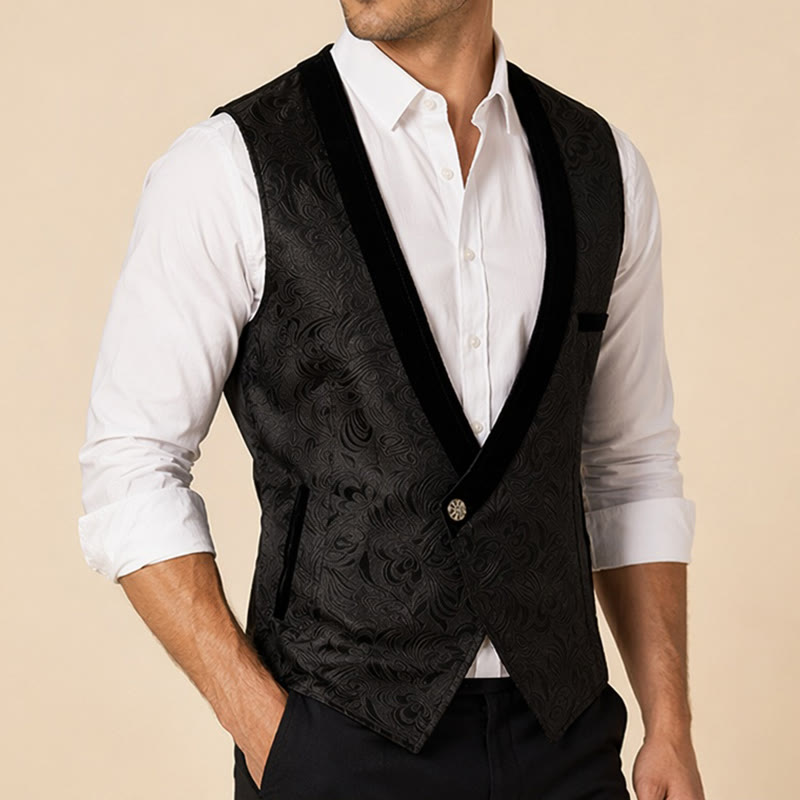 Elegante Steampunk-Anzugweste für Herren mit einem Knopf - image 3