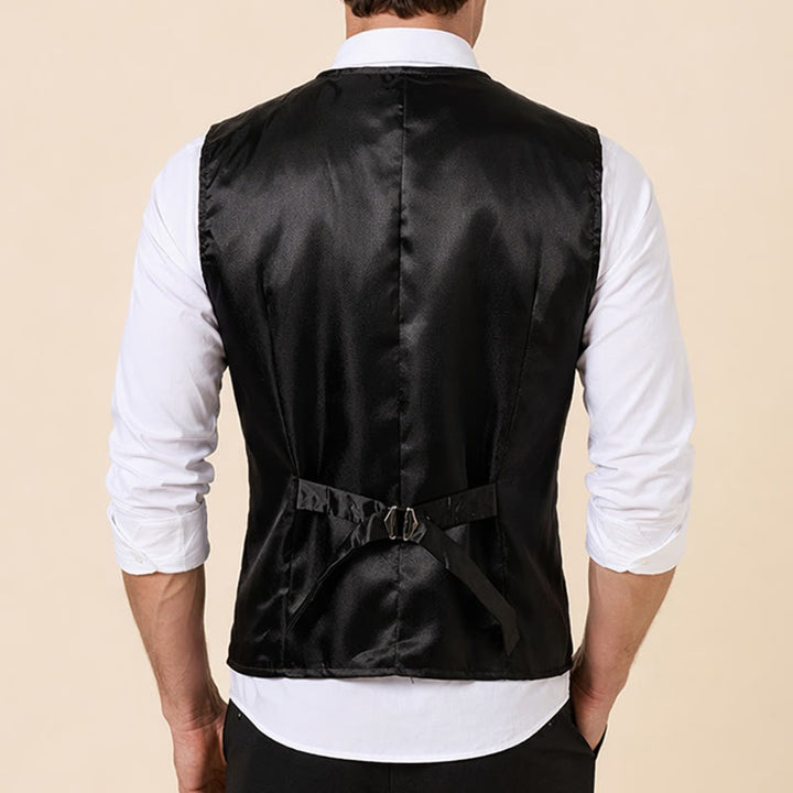 Schwarze Jacquard-Smokingweste für Herren, zweireihig. - image 2