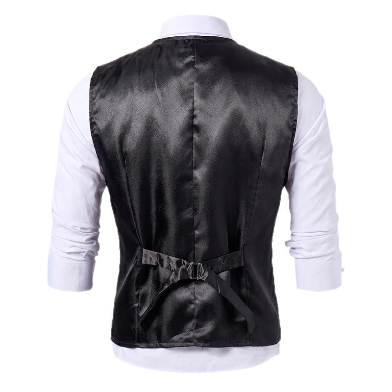 Schwarze Jacquard-Smokingweste für Herren, zweireihig. - image 11