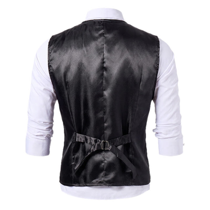 Schwarze Jacquard-Smokingweste für Herren, zweireihig. - image 11