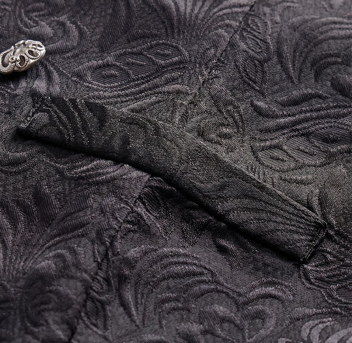 Schwarze Jacquard-Smokingweste für Herren, zweireihig. - image 6