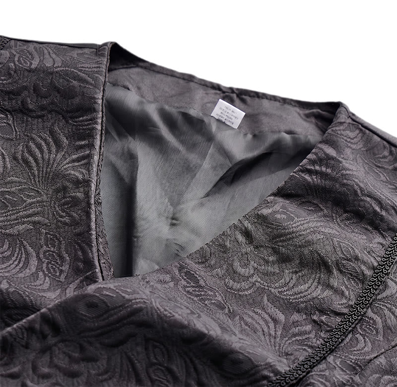 Schwarze Jacquard-Smokingweste für Herren, zweireihig. - image 4
