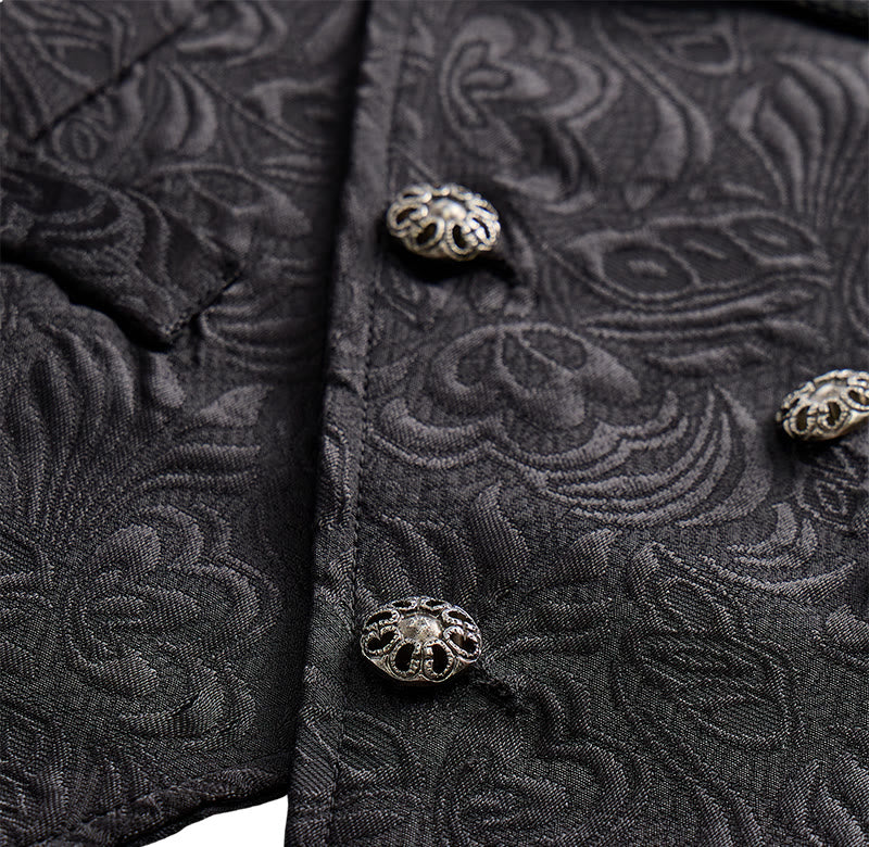 Schwarze Jacquard-Smokingweste für Herren, zweireihig. - image 5