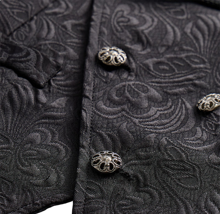 Schwarze Jacquard-Smokingweste für Herren, zweireihig. - image 5