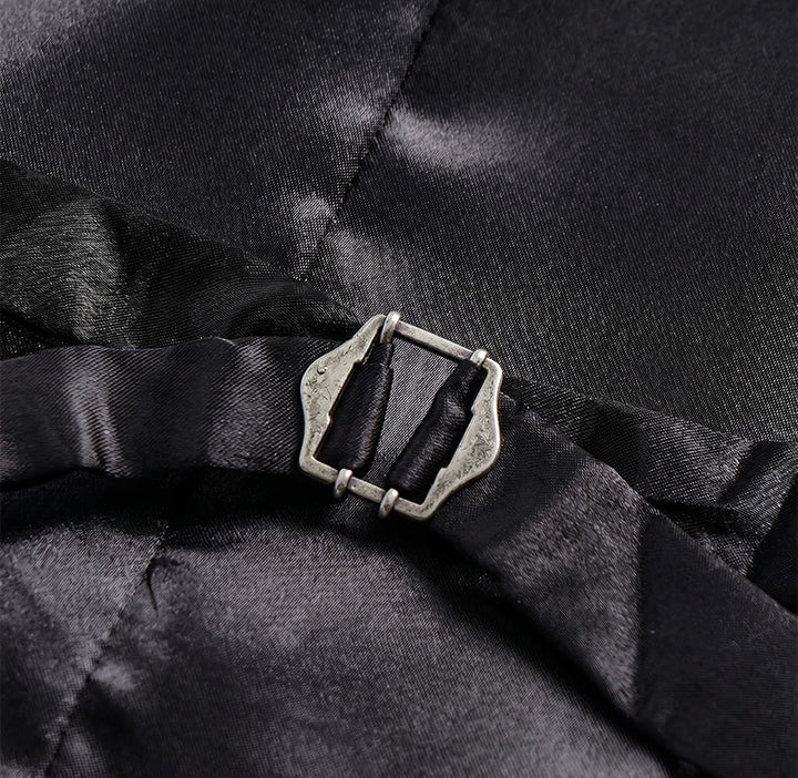 Schwarze Jacquard-Smokingweste für Herren, zweireihig. - image 9