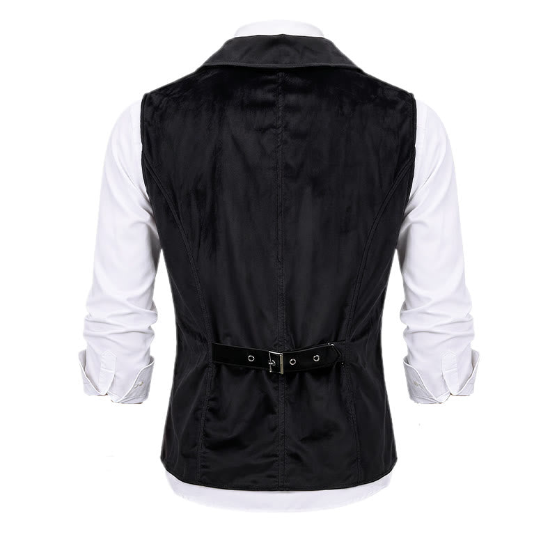 Viktorianische Herren-Steampunk-Anzugweste in Schwarz und Burgunderrot - image 9