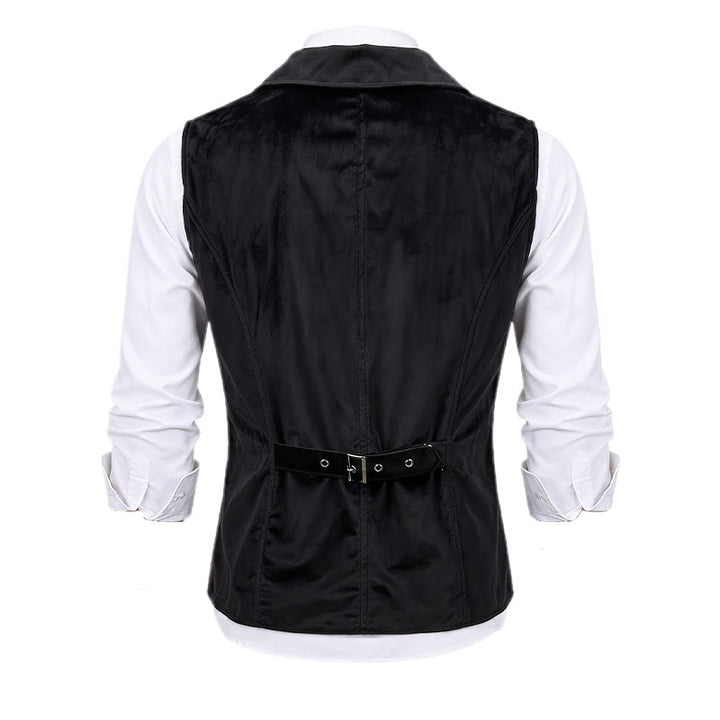 Viktorianische Herren-Steampunk-Anzugweste in Schwarz und Burgunderrot - image 9