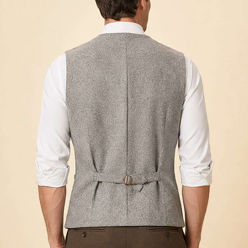 Klassische Herren-Anzugweste aus Wollmischung mit 4 Taschen - image 2