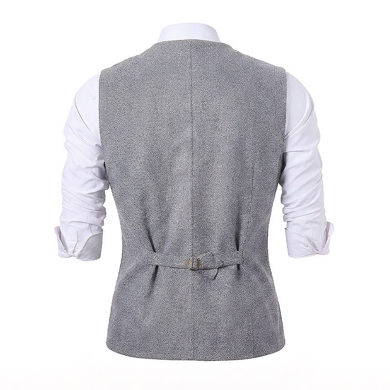 Klassische Herren-Anzugweste aus Wollmischung mit 4 Taschen - image 12