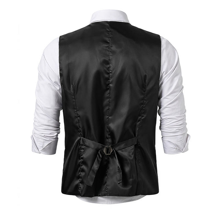 Herren-Anzugweste im Retro-Stil mit Nadelstreifen und Rosenreverskette - image 12