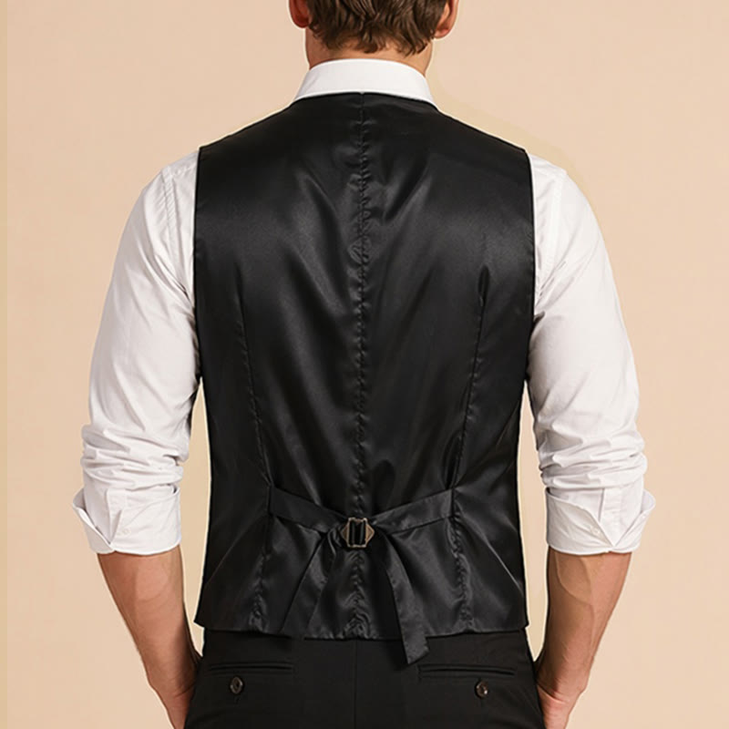 Herren-Anzugweste im Retro-Stil mit Nadelstreifen und Rosenreverskette - image 2