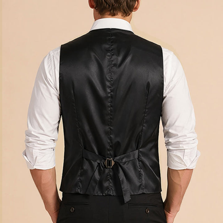 Herren-Anzugweste im Retro-Stil mit Nadelstreifen und Rosenreverskette - image 2