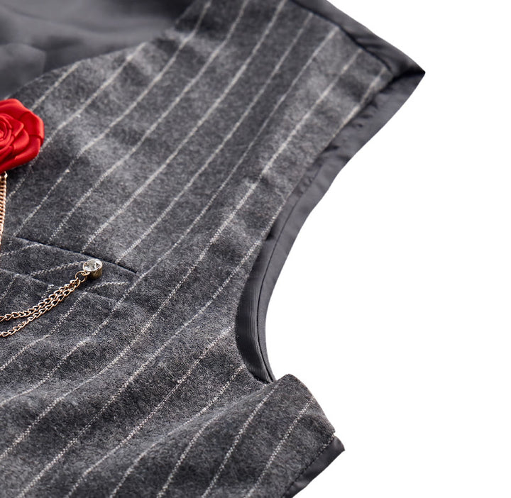 Herren-Anzugweste im Retro-Stil mit Nadelstreifen und Rosenreverskette - image 10