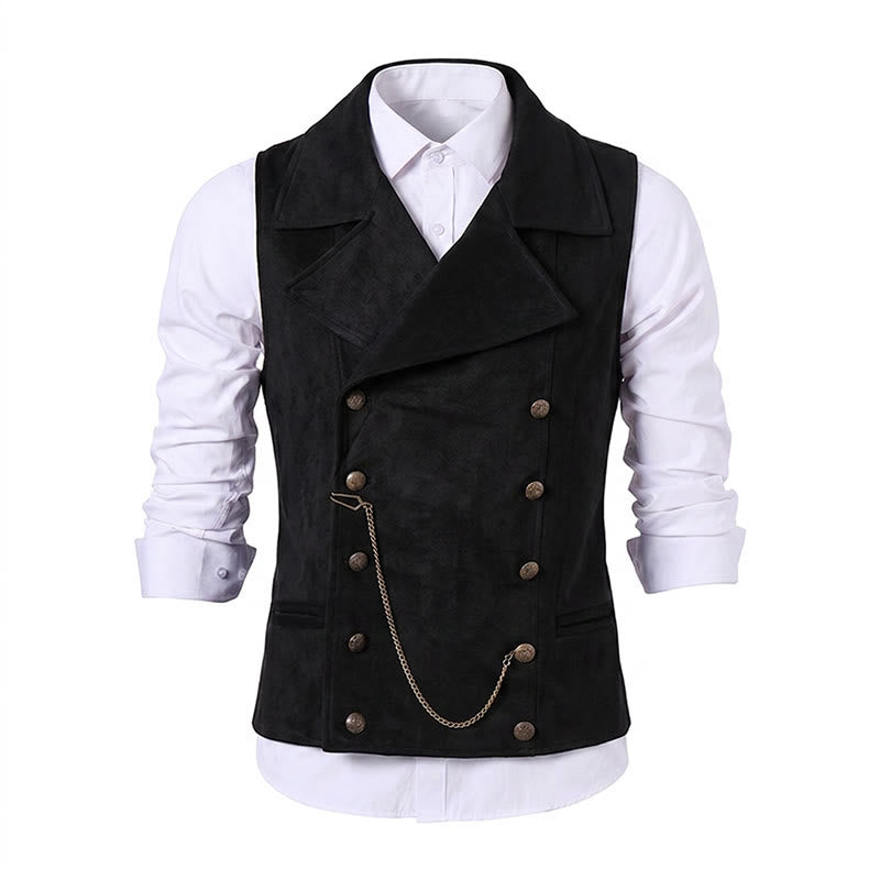 Retro-Anzugweste für Herren mit zweireihiger Knopfleiste und bronzefarbener Kette - image 17