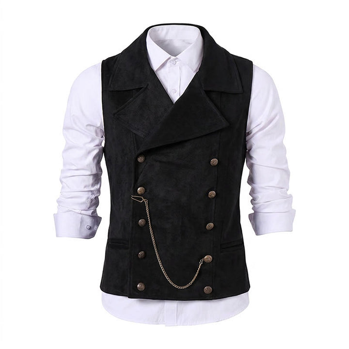 Retro-Anzugweste für Herren mit zweireihiger Knopfleiste und bronzefarbener Kette - image 17