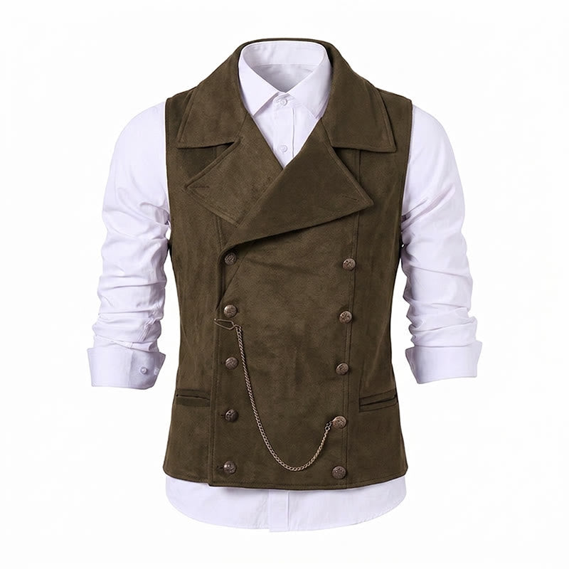 Retro-Anzugweste für Herren mit zweireihiger Knopfleiste und bronzefarbener Kette - image 20