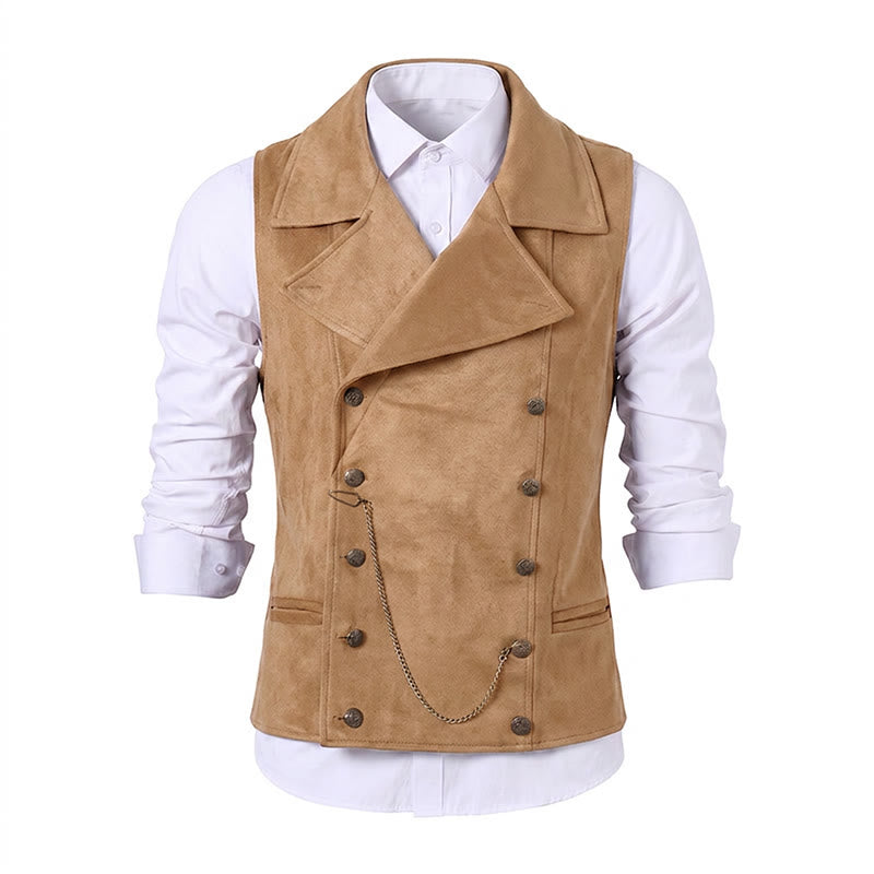 Retro-Anzugweste für Herren mit zweireihiger Knopfleiste und bronzefarbener Kette - image 18