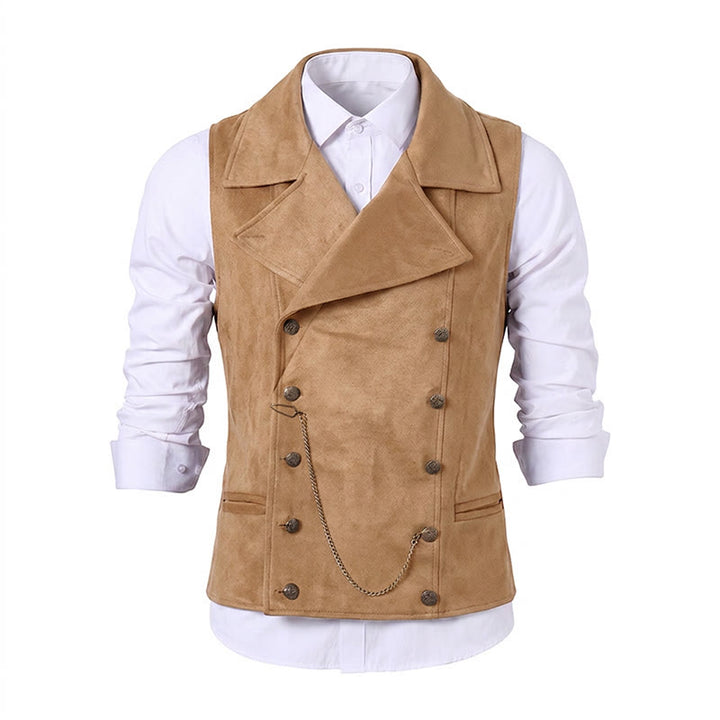 Retro-Anzugweste für Herren mit zweireihiger Knopfleiste und bronzefarbener Kette - image 18