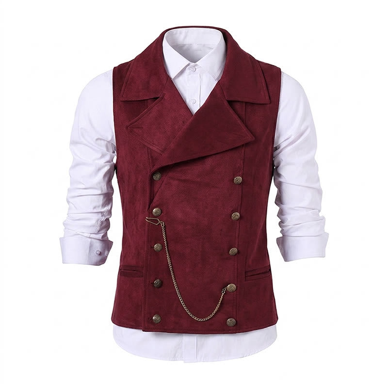 Retro-Anzugweste für Herren mit zweireihiger Knopfleiste und bronzefarbener Kette - image 19