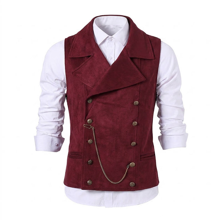 Retro-Anzugweste für Herren mit zweireihiger Knopfleiste und bronzefarbener Kette - image 19