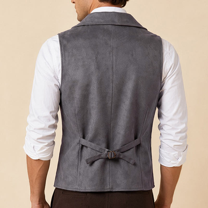 Retro-Anzugweste für Herren mit zweireihiger Knopfleiste und bronzefarbener Kette - image 2