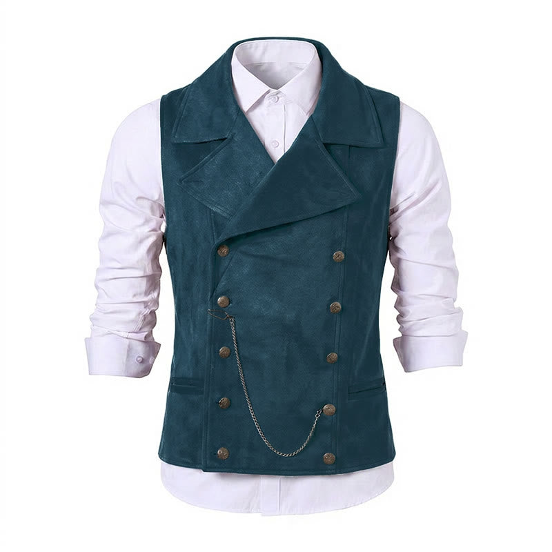 Retro-Anzugweste für Herren mit zweireihiger Knopfleiste und bronzefarbener Kette - image 21