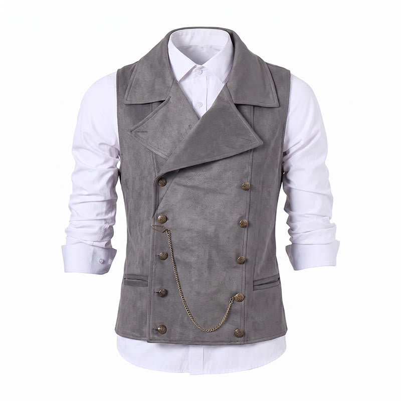 Retro-Anzugweste für Herren mit zweireihiger Knopfleiste und bronzefarbener Kette - image 15