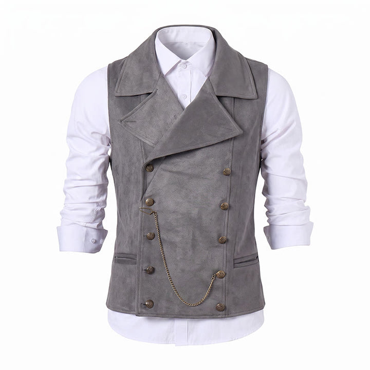 Retro-Anzugweste für Herren mit zweireihiger Knopfleiste und bronzefarbener Kette - image 15