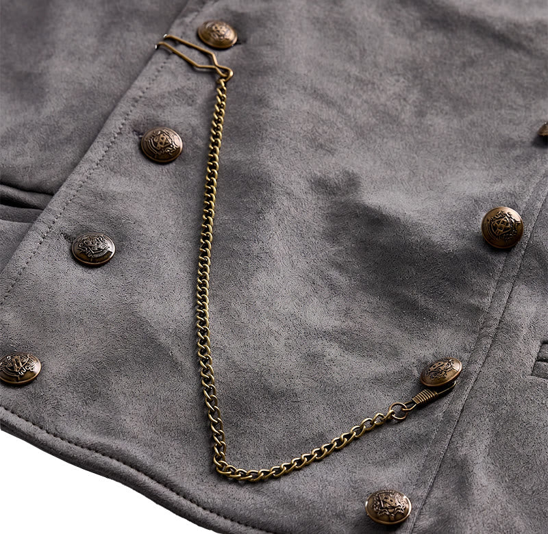 Retro-Anzugweste für Herren mit zweireihiger Knopfleiste und bronzefarbener Kette - image 11