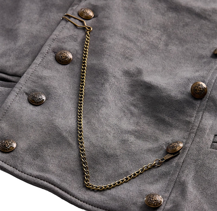 Retro-Anzugweste für Herren mit zweireihiger Knopfleiste und bronzefarbener Kette - image 11