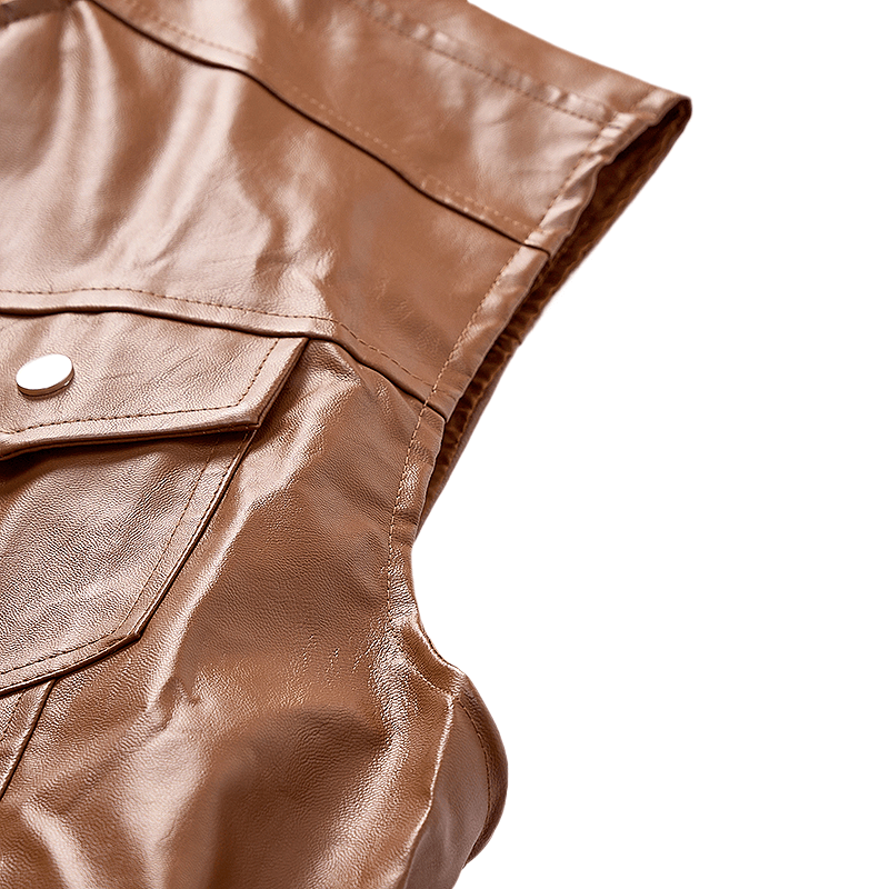 Lässige Lederweste für Herren mit aufgesetzten Taschen, ideal für Motorradfahrer. - image 8
