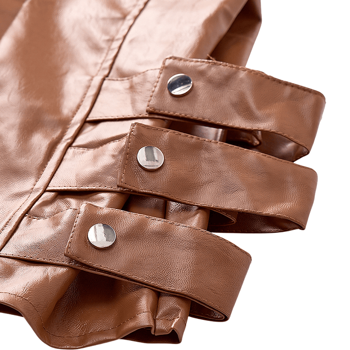 Lässige Lederweste für Herren mit aufgesetzten Taschen, ideal für Motorradfahrer. - image 9