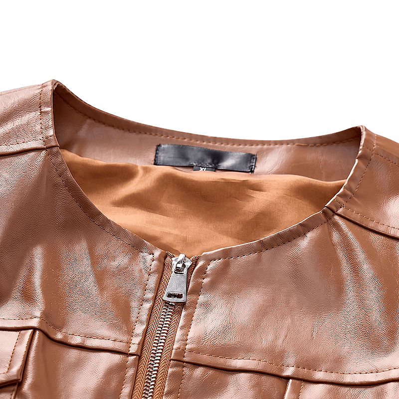 Lässige Lederweste für Herren mit aufgesetzten Taschen, ideal für Motorradfahrer. - image 5