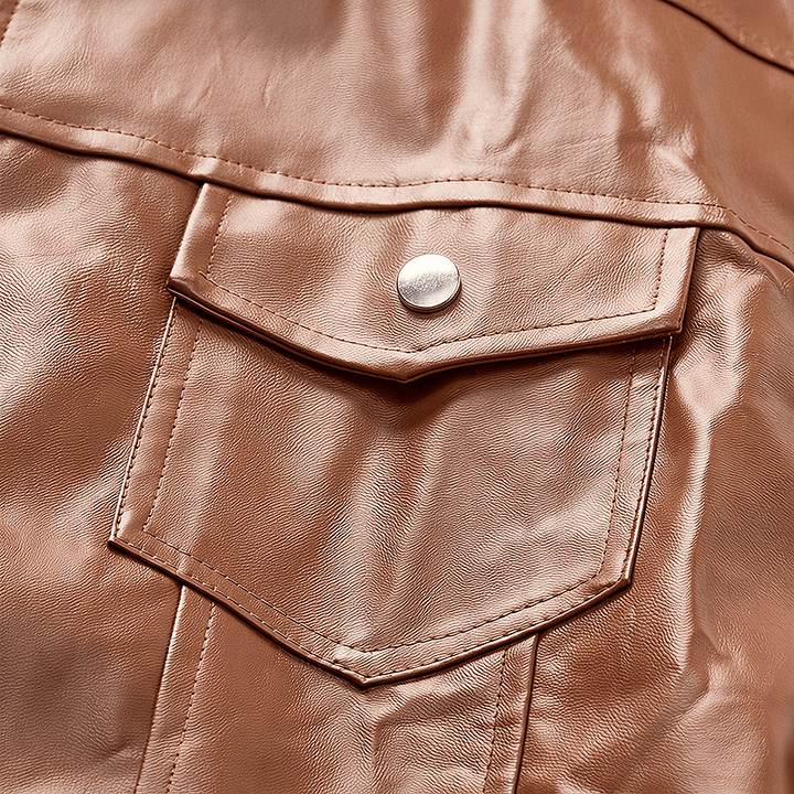 Lässige Lederweste für Herren mit aufgesetzten Taschen, ideal für Motorradfahrer. - image 6