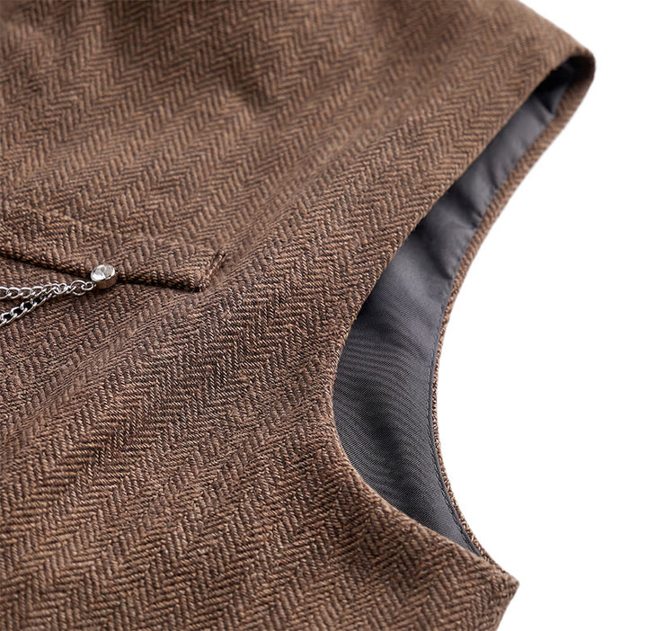 Vintage-Tweed-Anzugweste für Herren mit königlicher Kettenbrosche - image 11