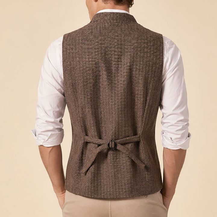 Vintage-Tweed-Anzugweste für Herren mit königlicher Kettenbrosche - image 2