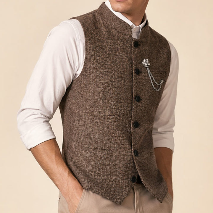 Vintage-Tweed-Anzugweste für Herren mit königlicher Kettenbrosche - image 3