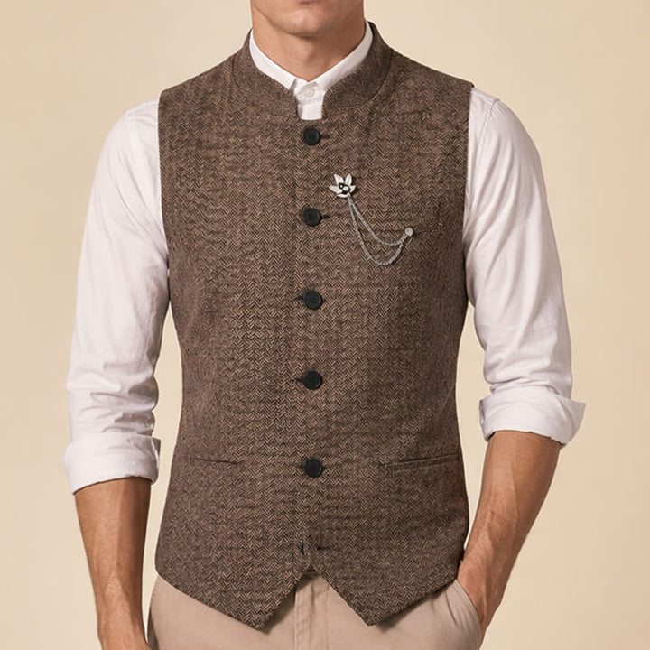 Vintage-Tweed-Anzugweste für Herren mit königlicher Kettenbrosche - image 1