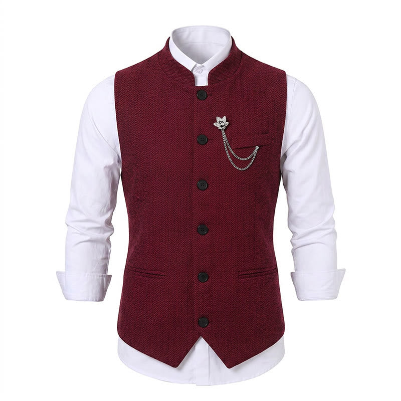 Vintage-Tweed-Anzugweste für Herren mit königlicher Kettenbrosche - image 16