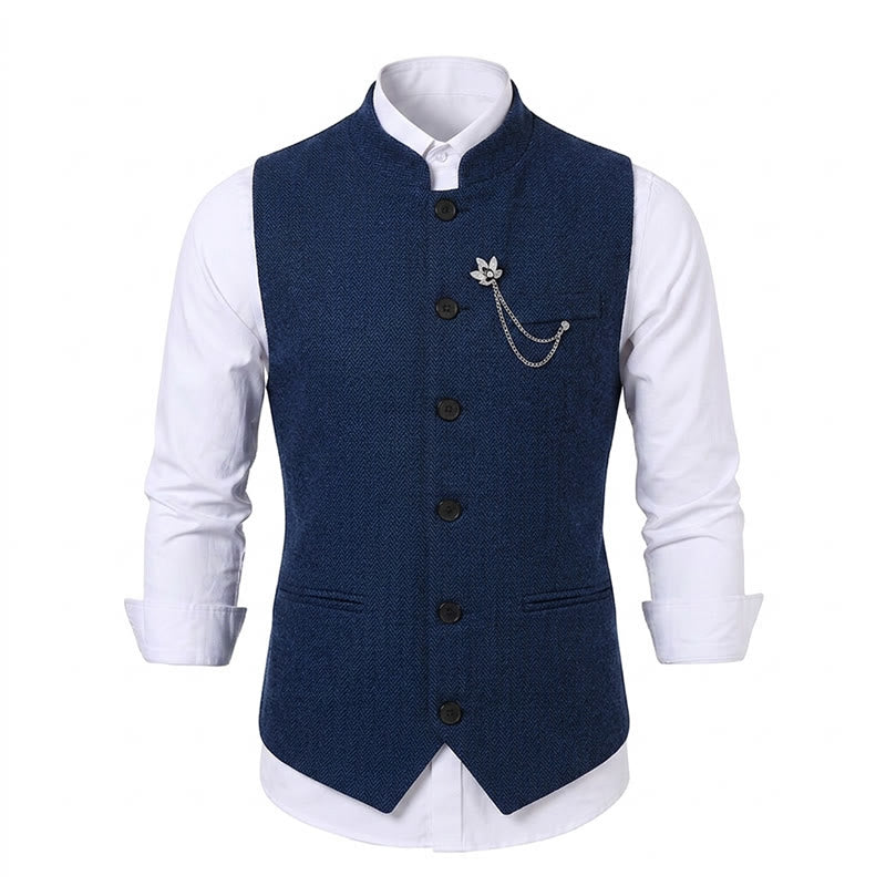 Vintage-Tweed-Anzugweste für Herren mit königlicher Kettenbrosche - image 17