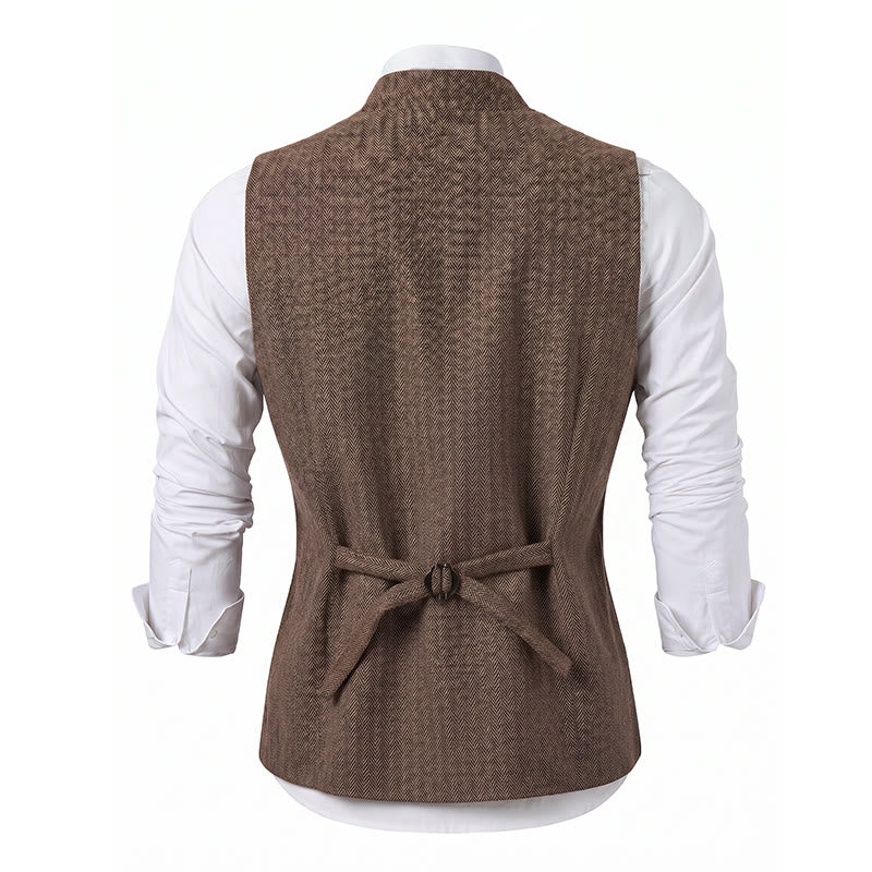 Vintage-Tweed-Anzugweste für Herren mit königlicher Kettenbrosche - image 14