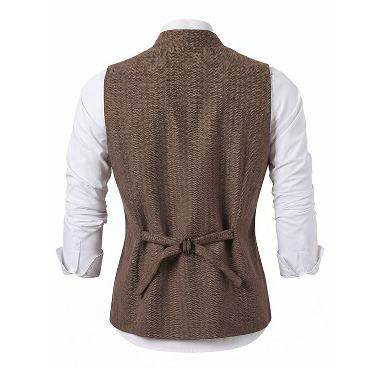 Vintage-Tweed-Anzugweste für Herren mit königlicher Kettenbrosche - image 14